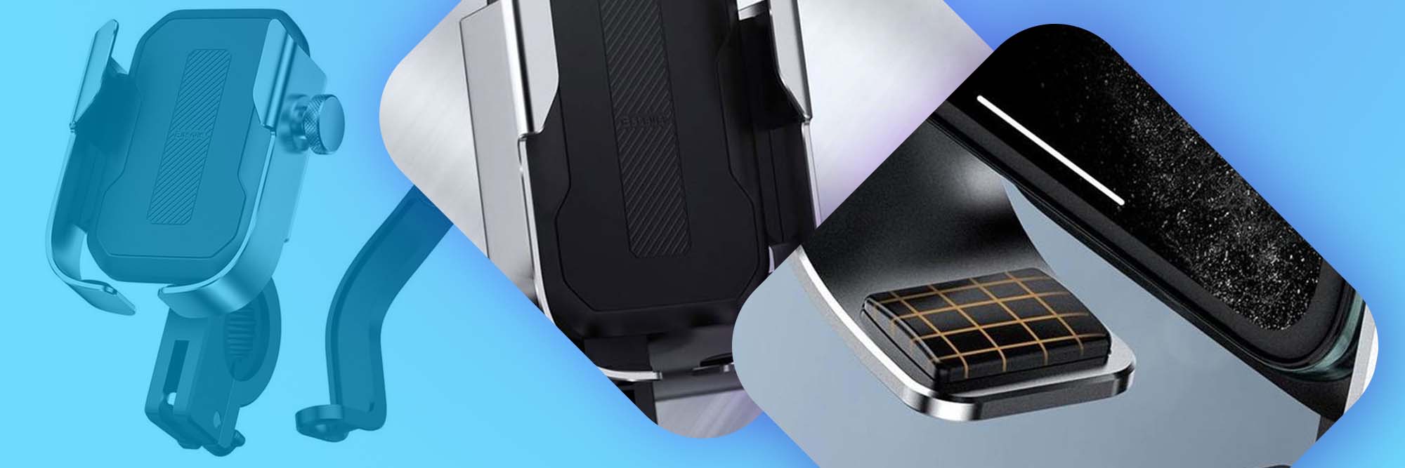 Uchwyt do telefonu Baseus Armor do motocyklu roweru hulajnogi skutera Srebrny