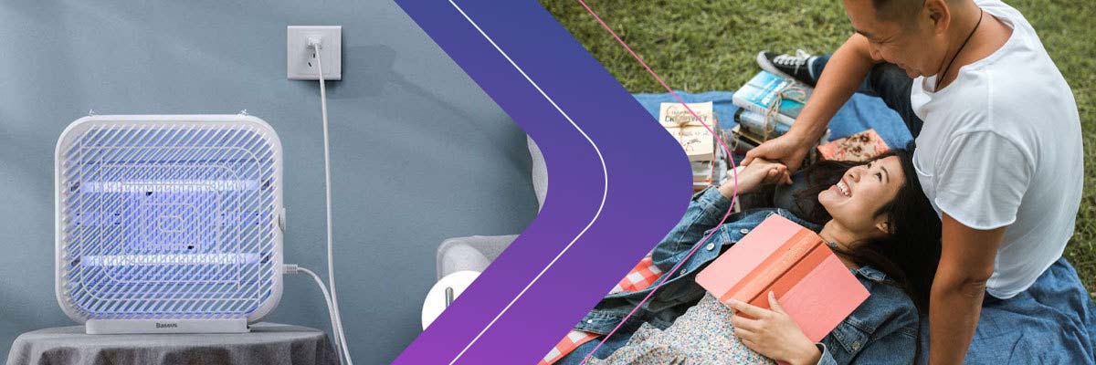 Baseus Lampa owadobójcza elektryczna UV na owady komary biała