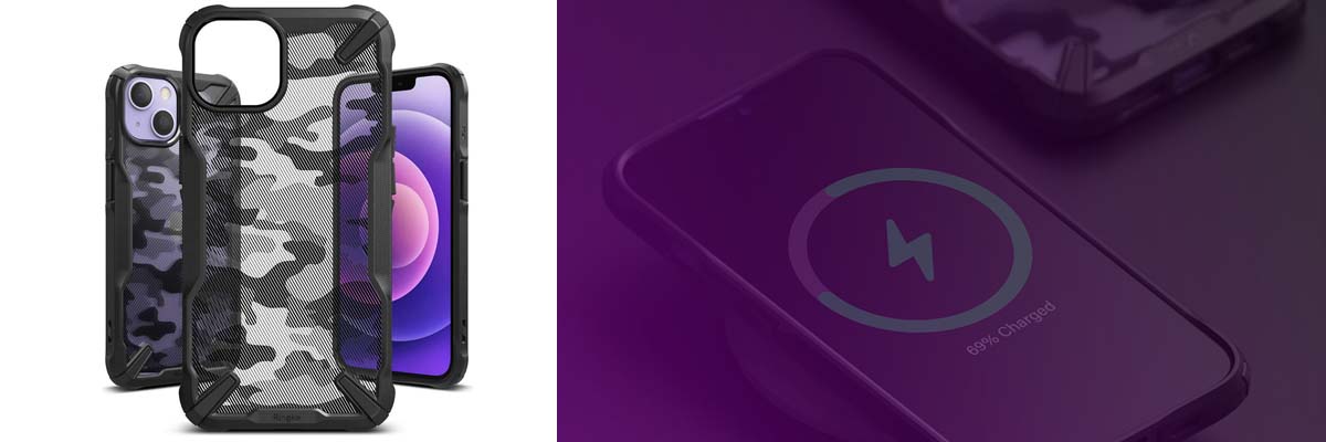 Etui obudowa Ringke Fusion X do Apple iPhone 13 Camo Moro Black