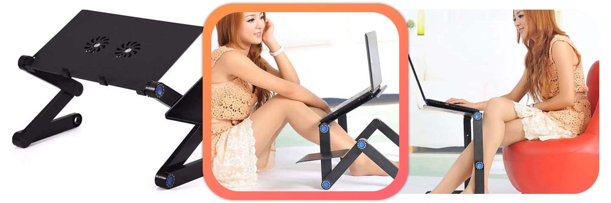 Regulowane biurko aluminiowe składane Alogy z wentylatorem na laptop PC