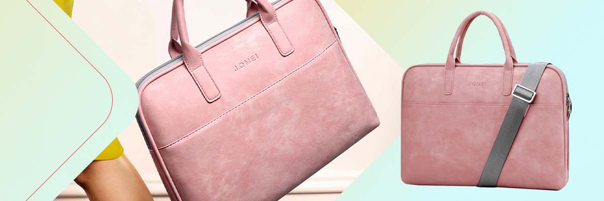 Etui J.QMEI torba do laptopa 15" do macbook skórzana Różowa
