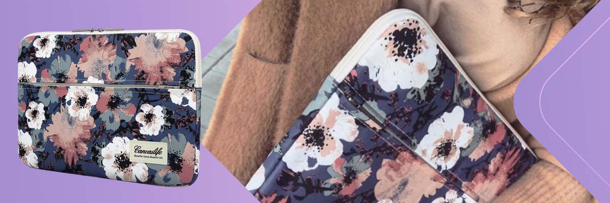 Etui torba damska Canvaslife do laptopa do MacBook Air/ Pro 13 Blue Camellia