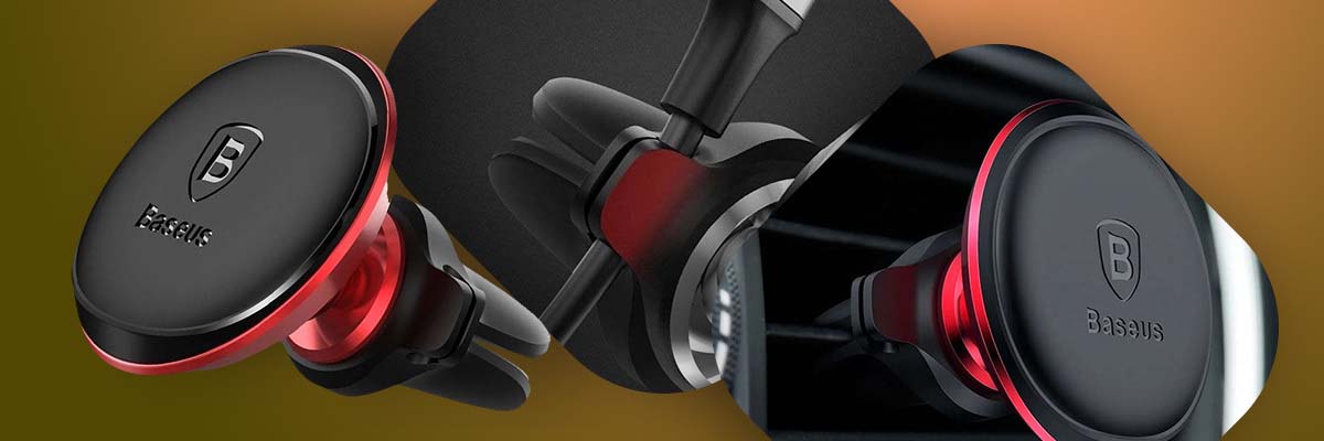 Magnetyczny Uchwyt samochodowy Baseus Magnetic Air Vent do kratki Czerwony