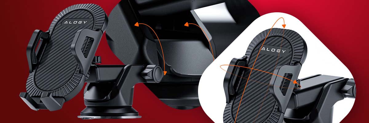 Uchwyt samochodowy 3w1 Alogy na szybę do kratki na deskę rozdzielczą Czarny