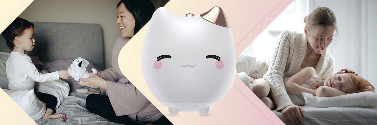 Baseus Nocna lampka dla dziecka silikonowa LED w kształcie kota Biała