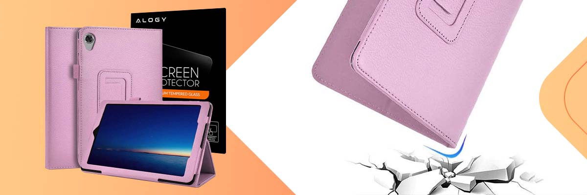 Etui Stand Cover Alogy stojak do Lenovo Tab M8 TB-8505 Różowe + Szkło