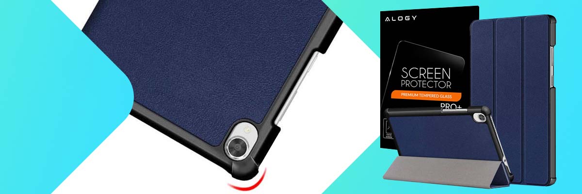 Etui obudowa na tablet Alogy Book Cover do Lenovo Tab M8 TB-8505 Granatowe + Szkło