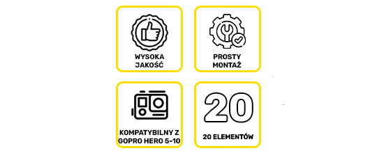 20in1 Zubehör-Kit zur Montage einer Helm-Webcam für GoPro Hero 5/6/7/8/9/10'Breite=