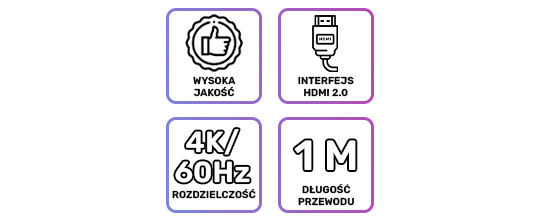 Kabel HDMI 2.0 Alogy 4K 18 GBps 3D 1m 