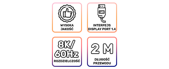 Kabel mit Stecker 2x Display Port DP 1.4 Alogy 8K 30AWG 2m