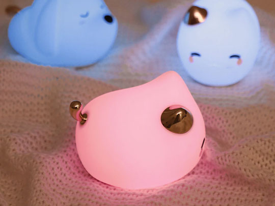 Baseus silikonowa nocna lampka LED dla dzieci 3 tryby świecenia kotek biały 