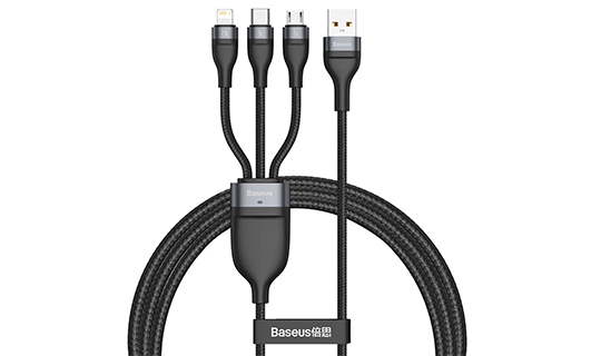Kabel USB 3w1 Baseus Flash Series, micro USB / Lightning / USB-C 40W 5A 1.2m 