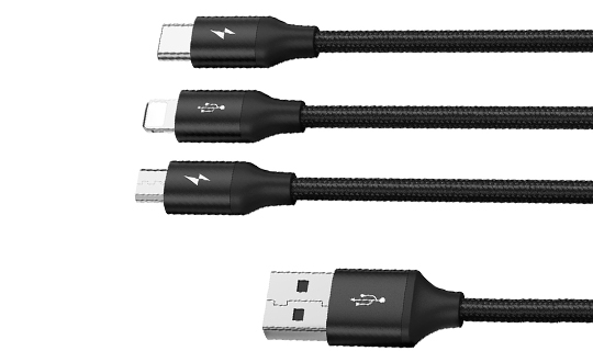 Kabel Baseus Rapid Series 3w1 USB mit Micro-USB Lightning USB-C Typ C 3.5A