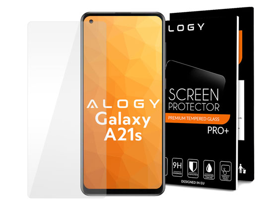 Szklo Alogie zum Telefon auf dem Bildschirm des Samsung Galaxy A21s