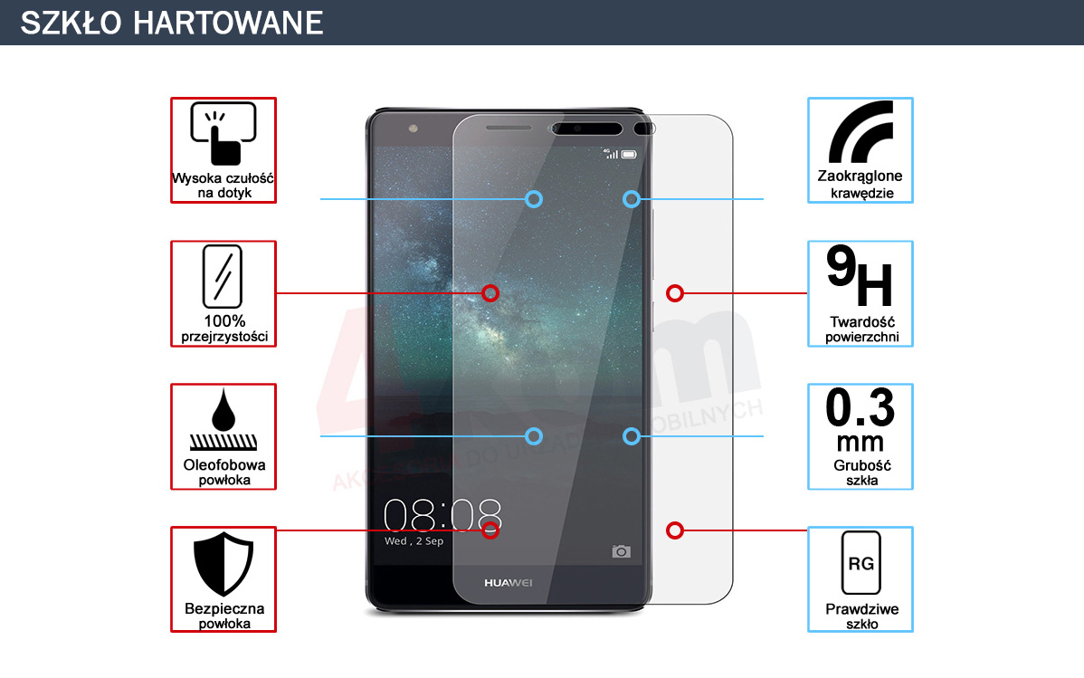 9h Huawei Y6 gehärtetes Glas