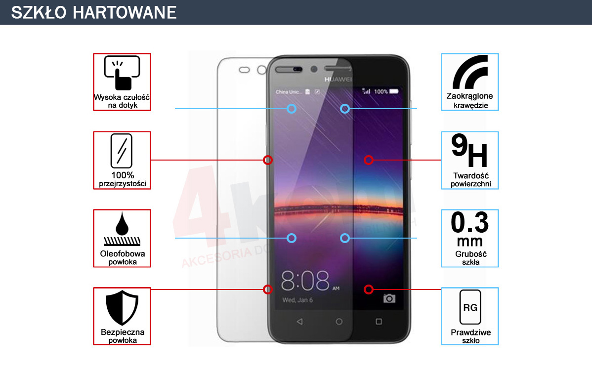 9H Huawei Y3 II gehärtetes Glas