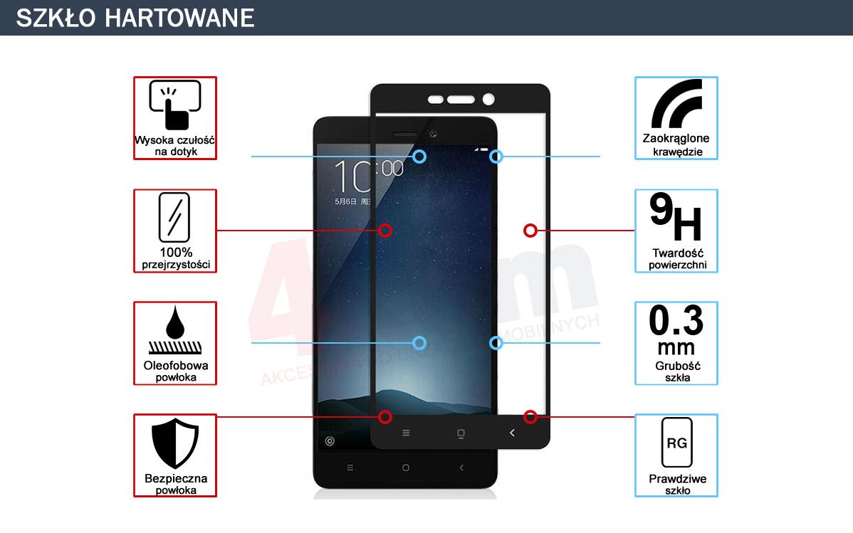 Szkło hartowane 9H Xiaomi Redmi 3s