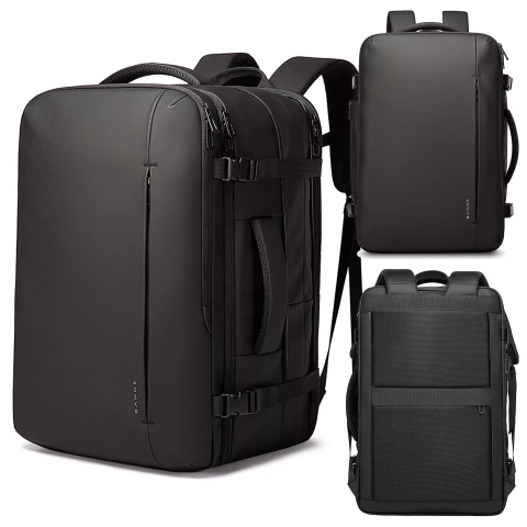 Bange wasserdichter Rucksack für 15,6-Zoll-Laptop, Stadtreisender, 45 x 30 x 16 cm, für Arbeit, Flugzeug, Herren, Damen, mit USB-Anschluss Schwarz