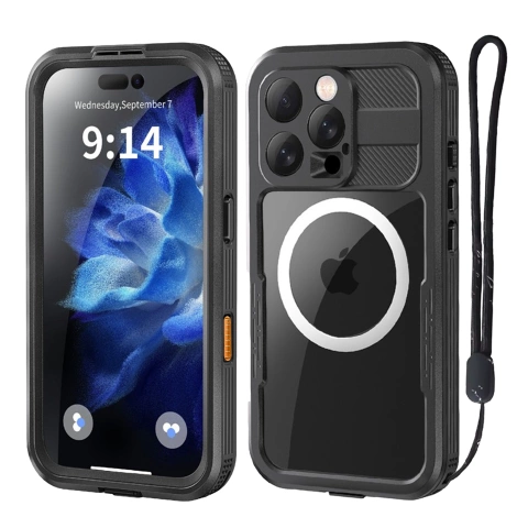 Alogy HydroArmor™ IP68 wasserdichte Hülle mit transparenter Rückseite, 360-Panzerabdeckung für MagSafe für Apple iPhone 16 Pro Max
