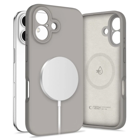 Etui Tech-Protect Liquid Silicone MagSafe iPhone 16 Steingrau