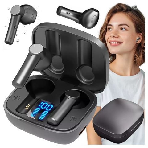 TWS Bluetooth 5.0 HiFi Stereo kabellose Gaming-Kopfhörer für Gamer mit PowerBank-Gehäuse Schwarz