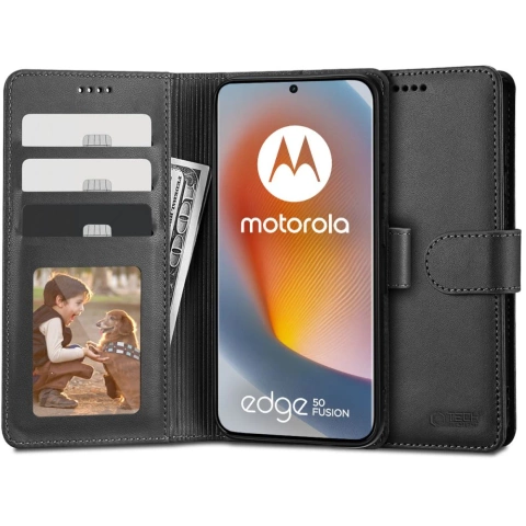 Etui Portfelowe do Motorola Edge 50 Fusion 5G Tech-Protect Czarny