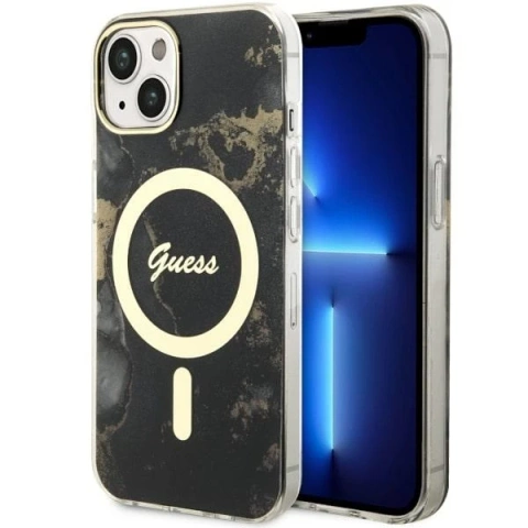 Etui Guess GUHMP14SHTMRSK für iPhone 14 6,1" Hardcase Golden Marble MagSafe