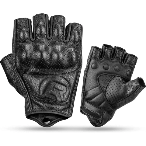 Rockbros 16220006002 M Leder-Motorradhandschuhe – Schwarz
