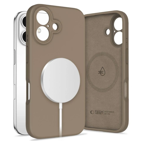Tech-Protect Liquid Silicone MagSafe iPhone 16 Hülle Braun