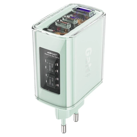 Acefast A45 GaN 65W 3-Port Ladegerät (1xUSB, 2xUSB-C) grün