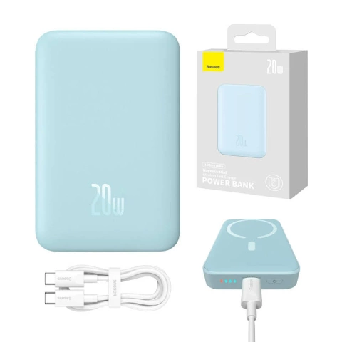 Baseus Magnetic Mini 10000 mAh magnetische Powerbank, USB-C 20 W MagSafe (blau)