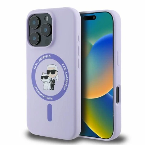 Etui Karl Lagerfeld Silicone KC Heads Ring MagSafe do iPhone 16 Pro Max Purple