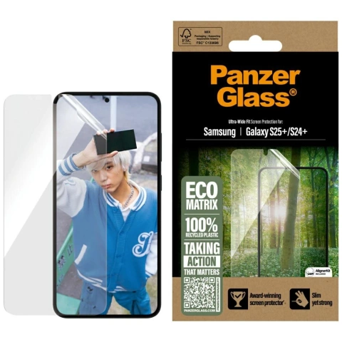 Gehärtetes Glas für Samsung Galaxy S25 Plus PanzerGlass Ultra-Wide Fit Eco Matrix
