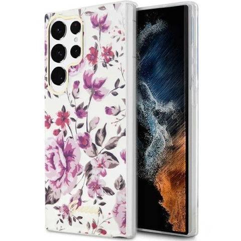 Etui Guess GUHCS23LHCFWST für Samsung Galaxy S23 Ultra S918 biały/white Hardcase Flower Collection