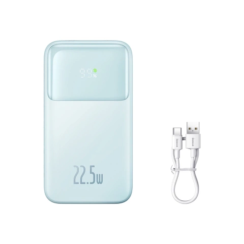 Baseus Comet Series Powerbank mit Display 10000 mAh 22,5 W – blaues USB-A – USB-C-Kabel 0,3 m