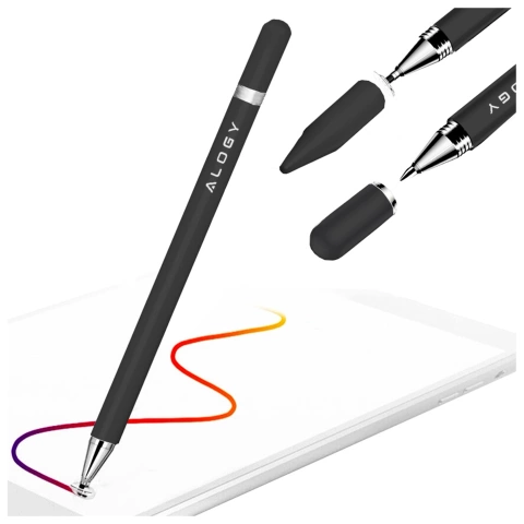 Alogy 2-in-1 kapazitiver Touch-Stift für Telefon-Tablet-Bildschirm mit Stift Schwarz