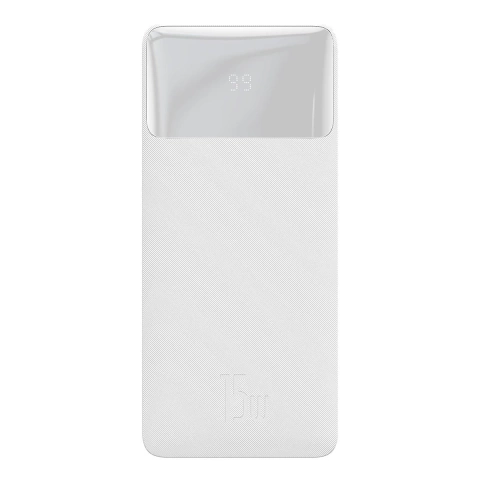 Powerbank mit Display Baseus Bipow 10000mAh 15W weiß (Overseas Edition) USB-A - Micro USB Kabel 0,25m weiß (PPBD050002)