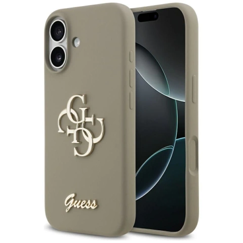 Etui Guess do iPhone 17 Silicone Big 4G Script Brown