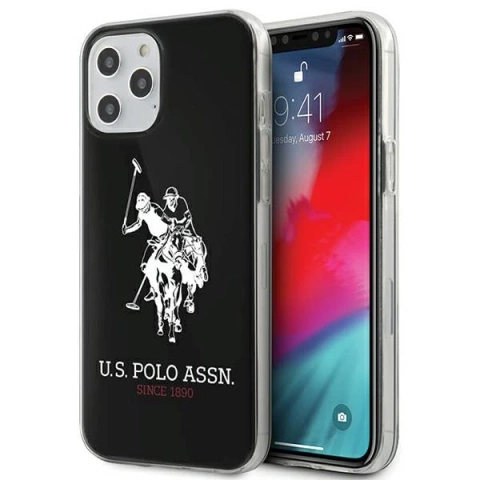 US Polo USHCP12LTPUHRWH Handyhülle für Apple iPhone 12 Pro Max schwarz/schwarz Shiny Big Logo