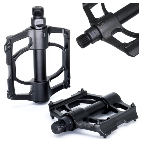 Plattform-Fahrradpedale für MTB-Fahrräder, Aluminium 9/16" Schwarzes Aluminium-Set [2 Stk.]