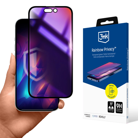 Sichtschutzglas für Apple iPhone 15 3mk Rainbow Privacy