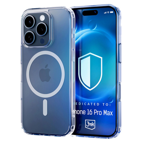 Hülle für Apple iPhone 16 Pro Max für MagSafe 3mk MagCase verstärktes Gehäuse gepanzerte transparente Rückseite