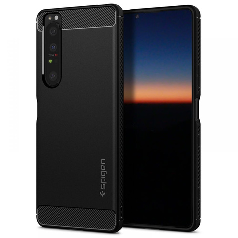 Spigen Rugged Armor Hülle für Sony Xperia 1 III Mattschwarz