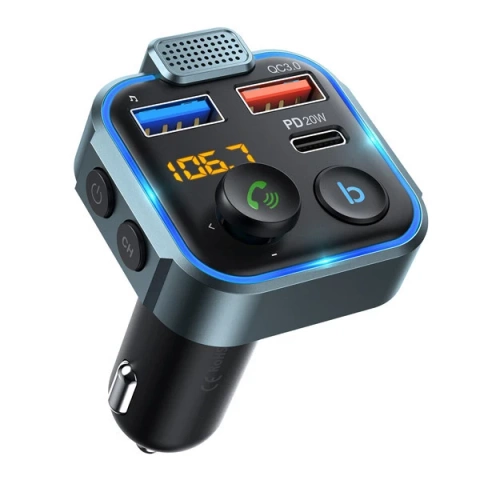 EcoBox Set FM Transmitter Bluetooth 2xUSB PD 20W 3in1 USB Kabel Schwarz