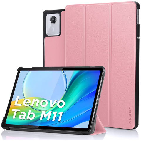 Schutzhülle für Lenovo Tab M11 10,95 Zoll TB330FU / TB330XU / TB331FC, Buchhülle mit Klappgehäuse, Schutzhülle, Alogy Pink Glass Stylus