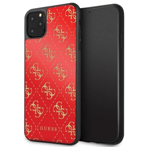 Guess GUHCN654GGPRE iPhone 11 Pro Max czerwony/red Hard Case 4G Double Layer Glitter