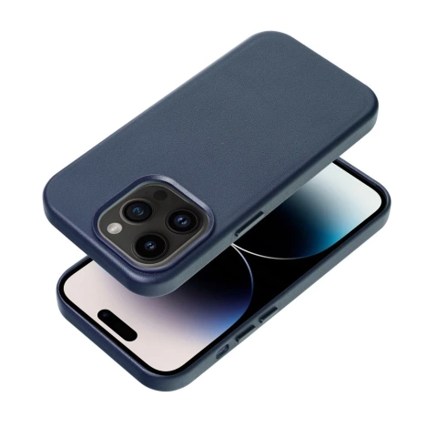 Leder Mag Cover Hülle kompatibel mit MagSafe für Apple iPhone 15 Plus blau