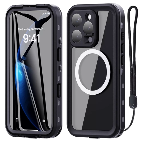 Alogy HydroArmor™ IP68 wasserdichte Hülle mit transparenter Rückseite, 360-Grad-Panzerabdeckung für MagSafe für Apple iPhone 16 Pro