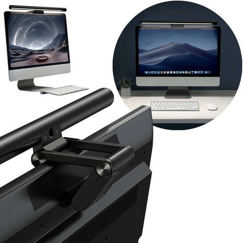 Verstellbare LED-Lampe für den Baseus I-Wok Pro Computermonitor mit schwarzem Clip