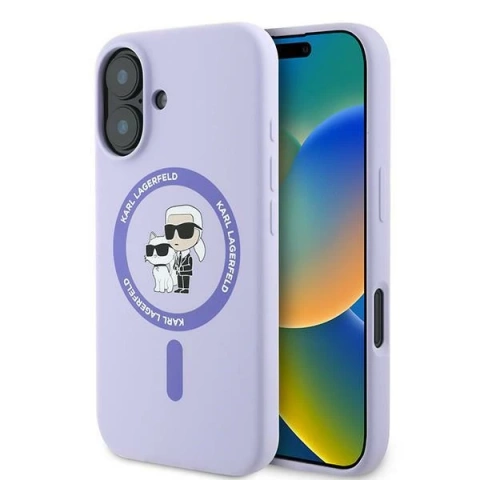 Karl Lagerfeld Hülle für iPhone 16 6,1" Lila MagSafe Hardcase Silikon Karl